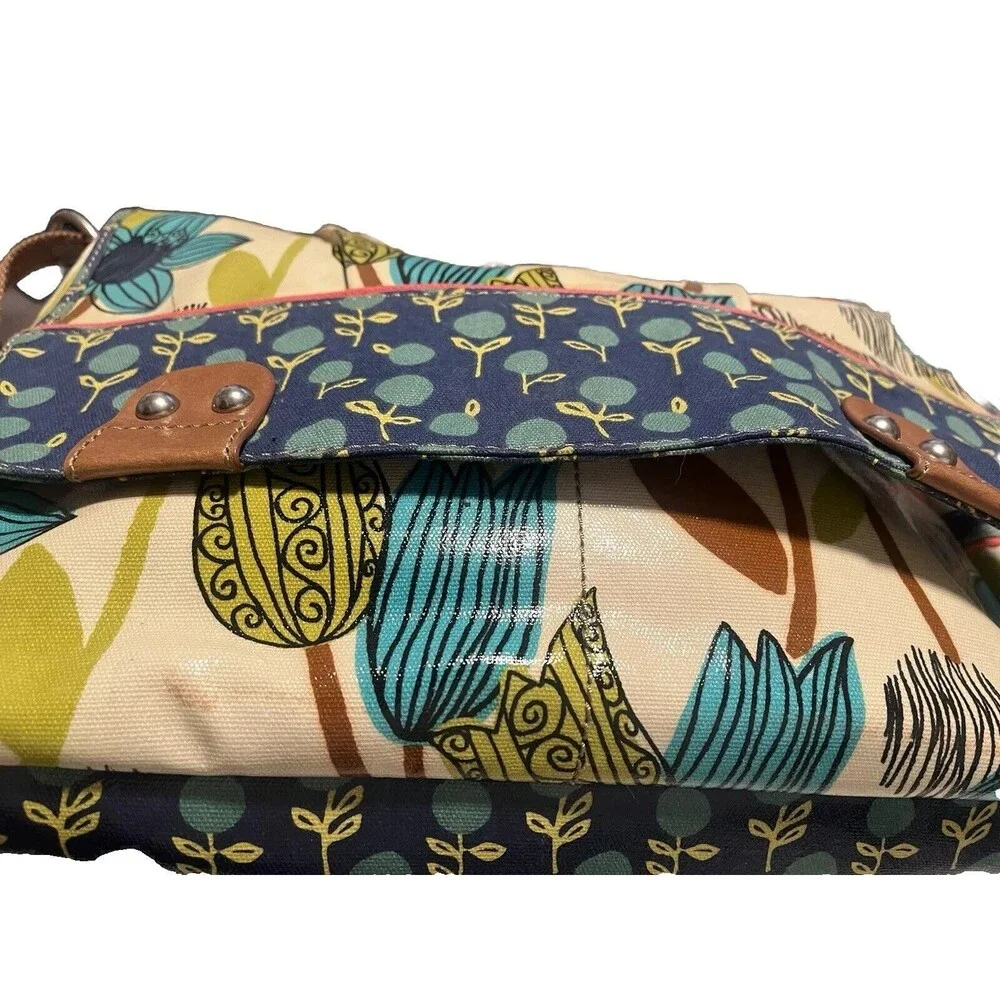 FOSSIL Key-per Coated Canvas Floral Multi-Color Travel/diaper/Laptop Bag